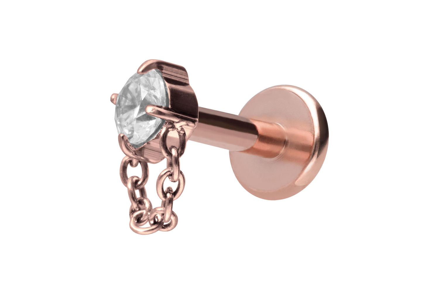 Titan Labret Piercing mit Innengewinde KRISTALL + KETTE